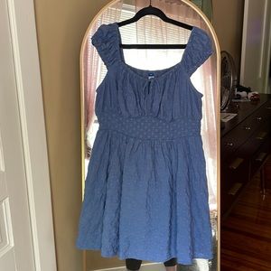 mini chambray dress cinch waist